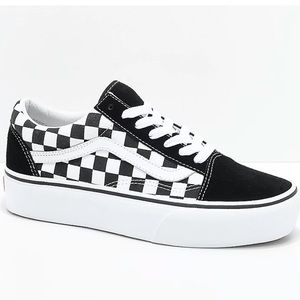 VANS Skool Black & White Checkered Platform Shoes Size W 6.5/M 5